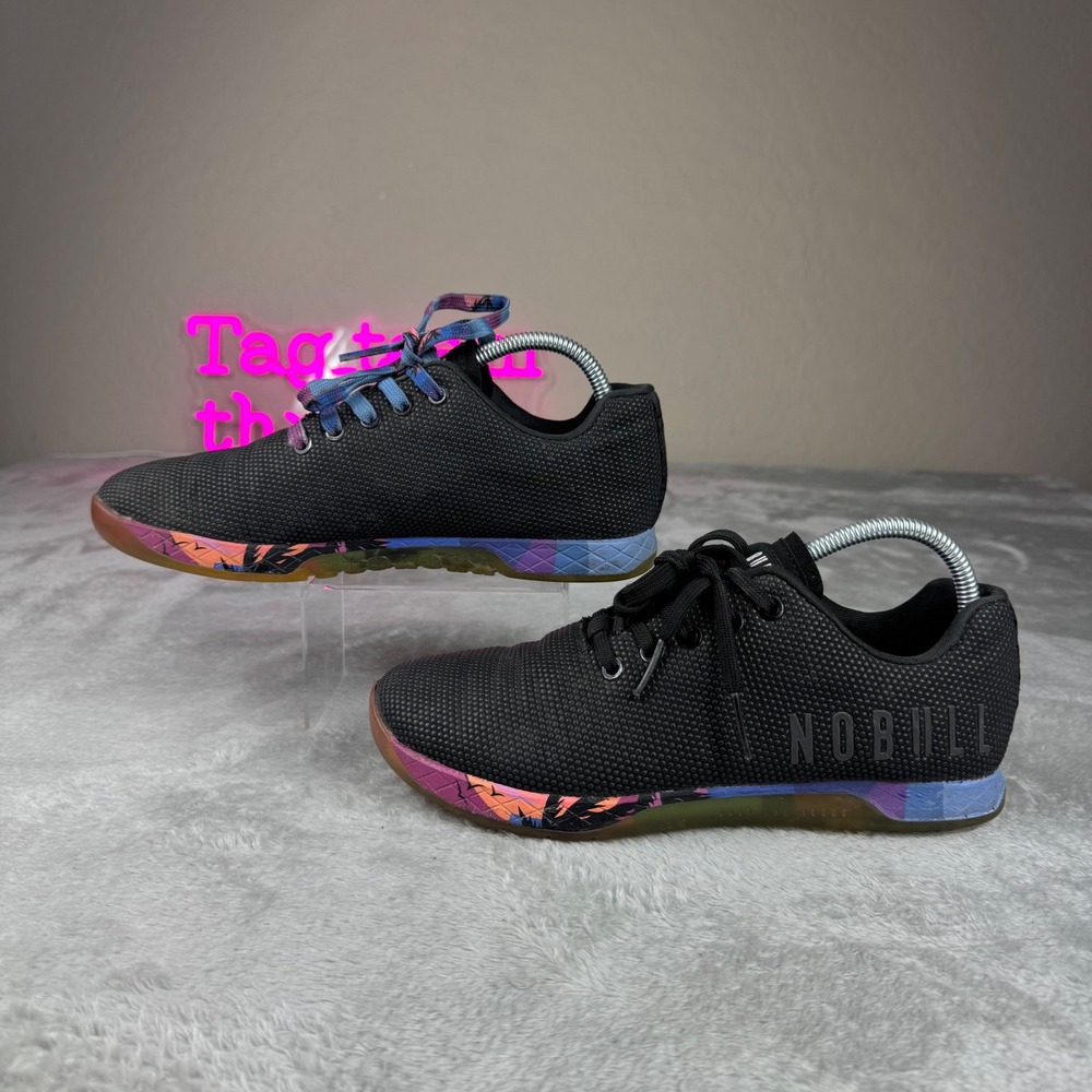NOBULL Trainer Shoes Men 8 Women 9.5 Black Tropical Sunset Cross Training Gym